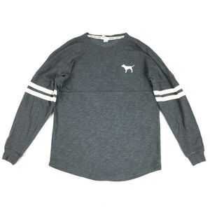 PINK Victorias Secret Love Long Sleeve Size Extra Small Womens Dark Gray White